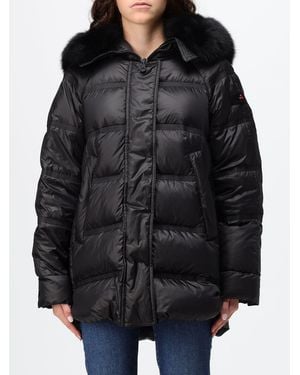 Peuterey Quilted Nylon Short Puffer Jacket With Shearling Hood - Black