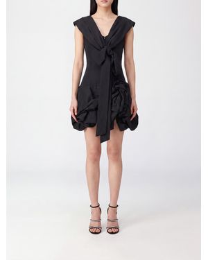 Magda Butrym Asymmetrical Draped Cotton And Silk-Blend Mini Dress - Black