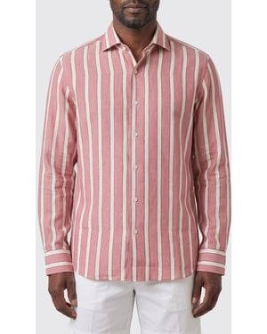 Junya Watanabe Striped Cotton Shirt With Cutaway Collar And Long Sleeves - Pink