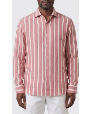 Junya Watanabe Striped Cotton Shirt With Cutaway Collar And Long Sleeves - Pink