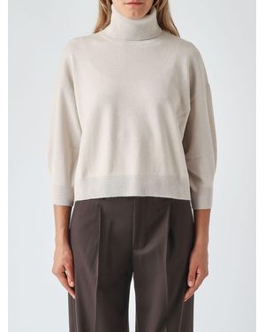 Max Mara Pull À Col Roulé Coupe Relax En Laine Et Cachemire Avec Épaules Tombantes - Blanc