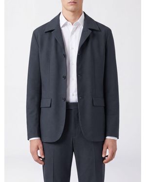 Herno Blazer De Botonadura Sencilla Con Diseño Clásico Y Cuello Cubano - Azul