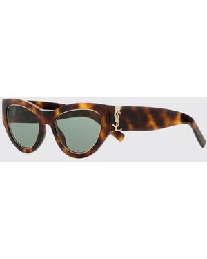 Saint Laurent Tortoiseshell Acetate Cat-Eye Sunglasses With Ysl Logo On Temples - Metallic