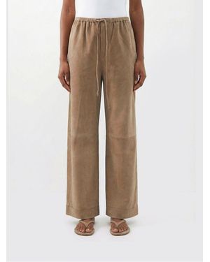 By Malene Birger Suede Trousers - Natural