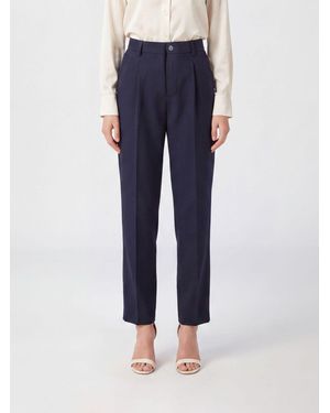 Semicouture High-Waisted Straight Trousers - Blue