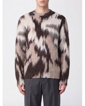 Les Deux Pullover Aus Wollmischung Mit Abstraktem Muster Und Rippbündchen - Braun