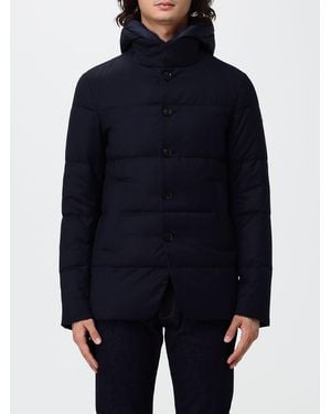 DUNO Short Quilted Wool Down Jacket With Hood - Blue
