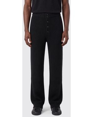 Dries Van Noten Slim-Fit Ribbed-Knit Wool Pants With Elasticated Waist - Black
