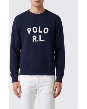 Polo Ralph Lauren Crewneck Cotton-Blend Sweatshirt With Contrast Logo - Blue