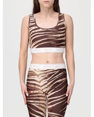 Just Cavalli Zebra Print Polyester Crop Top - Brown