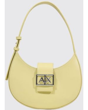 ARMANI EXCHANGE Hobo Shoulder Bag With Metal Logo - Metallic