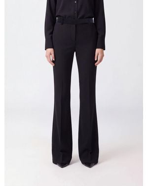 McQueen High-Waisted Flared Wool Tailored Pants - Black