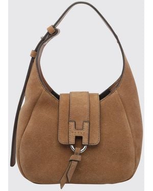 Hogan H01X Wildleder-Schultertasche Mit Geprägtem Logo - Braun