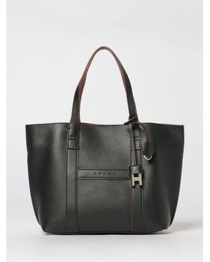Hogan Grained Calfskin Leather Tote Bag - Black
