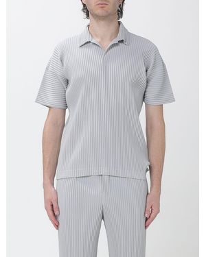 Homme Plissé Issey Miyake Short-Sleeved Pleated Polo Shirt Homme Plissé Issey Miyake With V-Neck - Grey