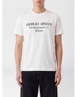 Giorgio Armani Short-Sleeved Cotton T-Shirt With Contrasting Logo - White
