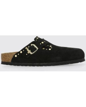 Birkenstock Boston Rivet Suede Mules With Studs - Black