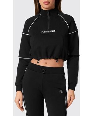 Philipp Plein Sudadera Corta De Punto Con Cremallera Y Cuello Alto - Negro