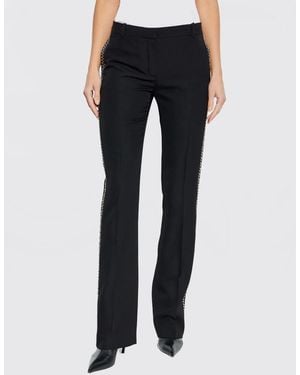 Versace Wool Trousers With Studs And Rhinestones - Blue