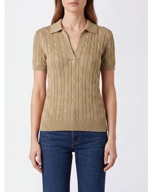 Ralph Lauren Slim Fit V-Neck Cotton-Blend Knit Polo - Blue