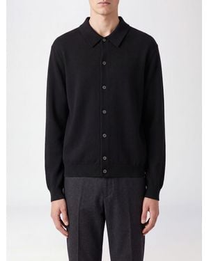 Aspesi Long-Sleeved Knit Polo Cardigan With Ribbed Collar And Trims - Blue