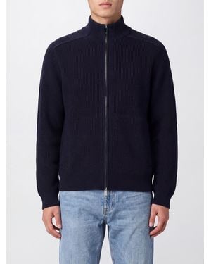 Emporio Armani Turtleneck Zip-Up Wool Cardigan - Blue