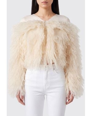 Elisabetta Franchi Tulle And Organza Jacket - Natural