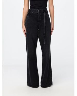 FRAME The Belted High-Waisted Wide Leg Jeans - Black