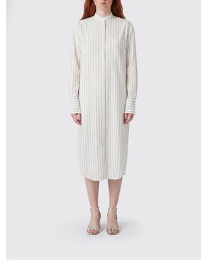 TOTEME Midi-Hemdblusenkleid Aus Seide Mit Mandarinkragen Und Lockerer Passform - Weiß