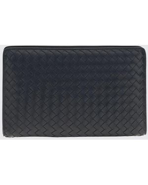 Bottega Veneta Agenda Intrecciato Leather Clutch - Grey