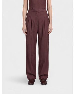 PT Torino High-Waisted Wide-Leg Trousers - Purple
