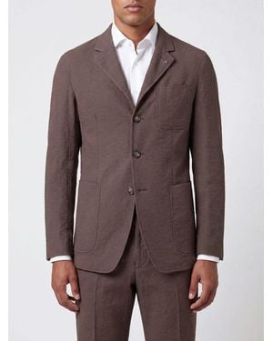 Tagliatore Single-Breasted Stretch-Cotton Blazer With Patch Pockets - Brown