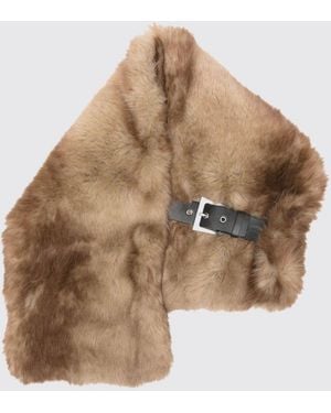 Apparis Abstract Pattern Faux Fur Stole With Buckle Closure - Natural