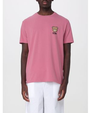 Moschino Teddy Bear Print Cotton T-Shirt With Logo - Pink