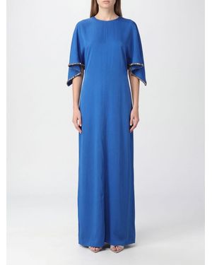 Stella McCartney Langer Kaftan Von Aus Satin Mit Stickerei Und Kimonoärmeln - Blau