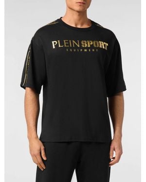 Philipp Plein Camiseta De Punto Con Logo Laminado En Contraste - Negro