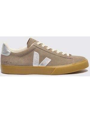 Veja Campo Low-Top Suede Sneakers With Contrast Logo - White