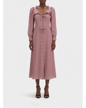 Alessandra Rich Polka Dot Silk Chemisier Dress - Pink