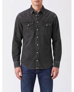 Dondup Long-Sleeved Denim Shirt With Patch Pockets - Black