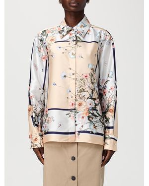 Liu Jo Satin Shirt With Floral Print - Natural