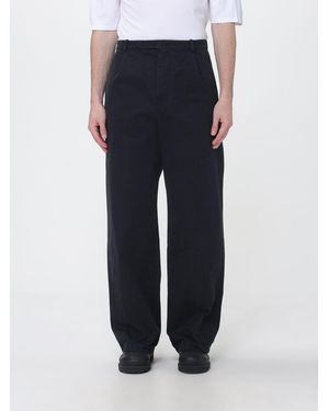 Jil Sander Wide-Leg Cotton Trousers With Off-Center Closure - Blue