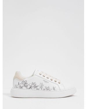 Twinset Leather Sneakers With Floral Print - White