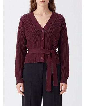 Dondup Cardigan En Pure Laine À Encolure En V Avec Épaulettes - Rouge
