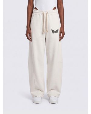 Barrow Wide-Leg High-Waisted Cotton Jogging Pants With Drawstring - White