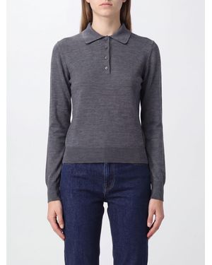 Golden Goose Slim Fit Virgin Wool Long-Sleeved Knitted Polo - Blue