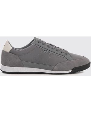BOSS Nitan Sneaker Aus Technischem Mesh Mit Aufgedrucktem Logo Und Gummisohle - Grau