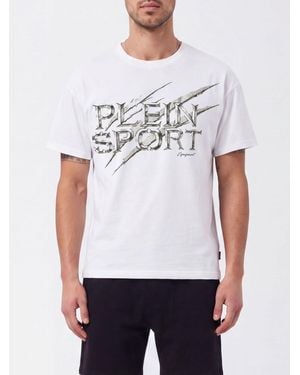 Philipp Plein Camiseta De Punto De Algodón Con Logo Estampado En Contraste - Blanco