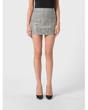 Philipp Plein Rhinestone Viscose Blend Mini Skirt - Black