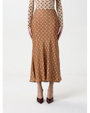 Marine Serre Midi Skirt Crescent Moon Print - Natural