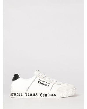 Versace Jeans Couture Leather Trainers With Logo - Natural